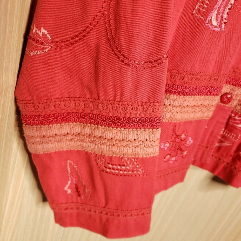 Coldwater Creek Womens Salmon Pink Lightweight Embroidered Blazer Medium - Picture 4 of 8